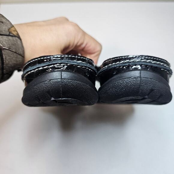 ECCO Sz39 Strappy Patent Croco pattern‎ flip flops leather slippers. Comfy. Boho - Picture 7 of 10